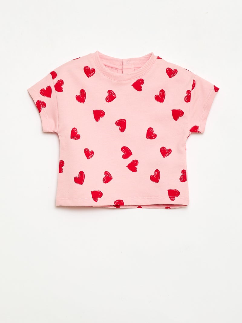 Bedrucktes 2-teiliges Set: Short und T-Shirt Rosa - Kiabi