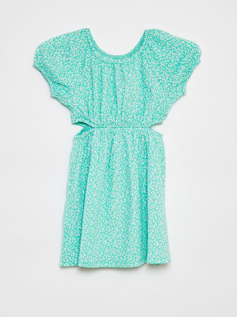 Bedrucktes Crêpe-Strickkleid GRÜN - Kiabi