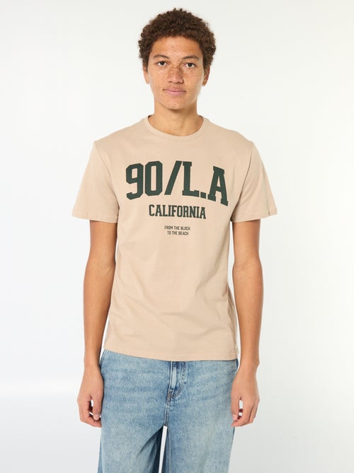 Bedrucktes einfarbiges Baumwoll-T-Shirt - Kiabi