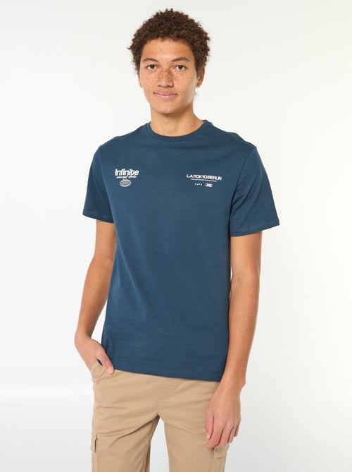 Bedrucktes einfarbiges Baumwoll-T-Shirt - Kiabi