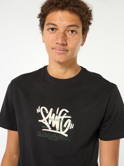 Bedrucktes einfarbiges Baumwoll-T-Shirt - Kiabi