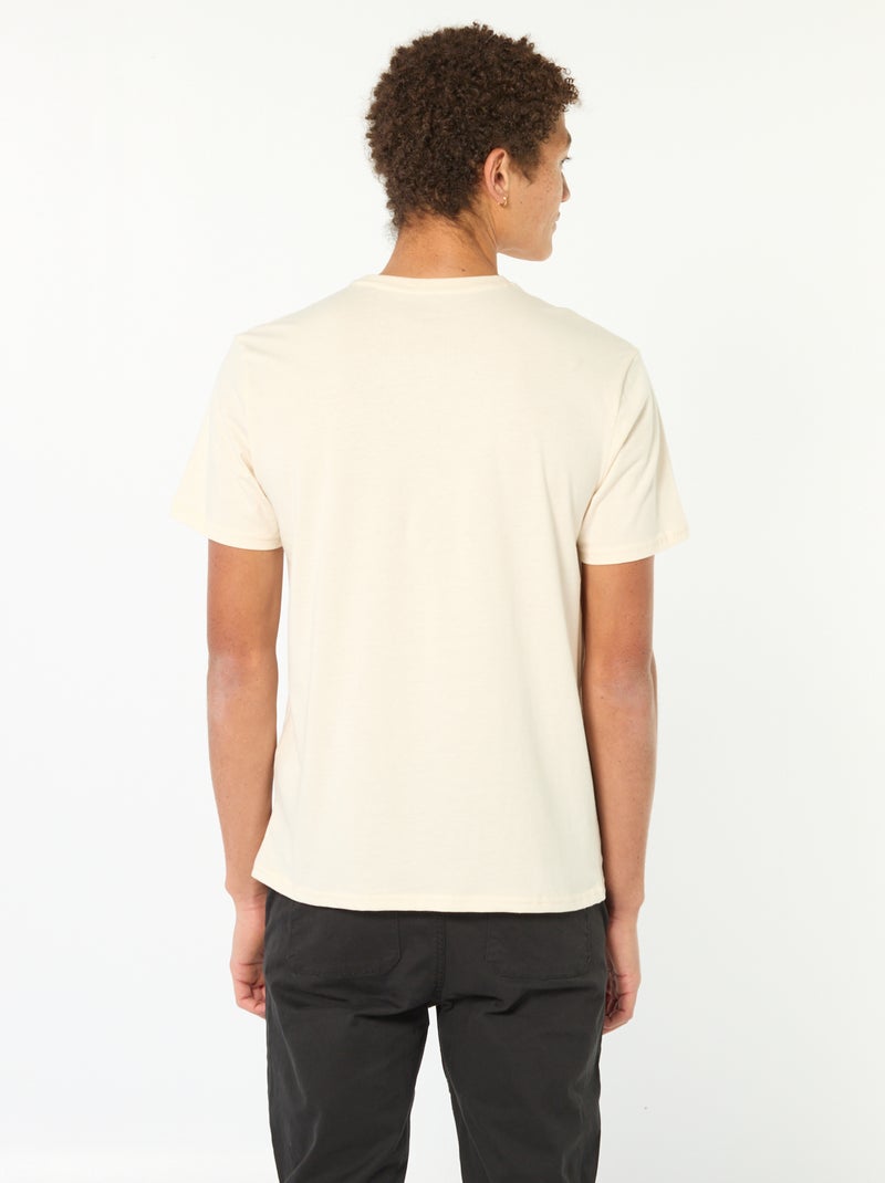 Bedrucktes einfarbiges Baumwoll-T-Shirt Weiß - Kiabi