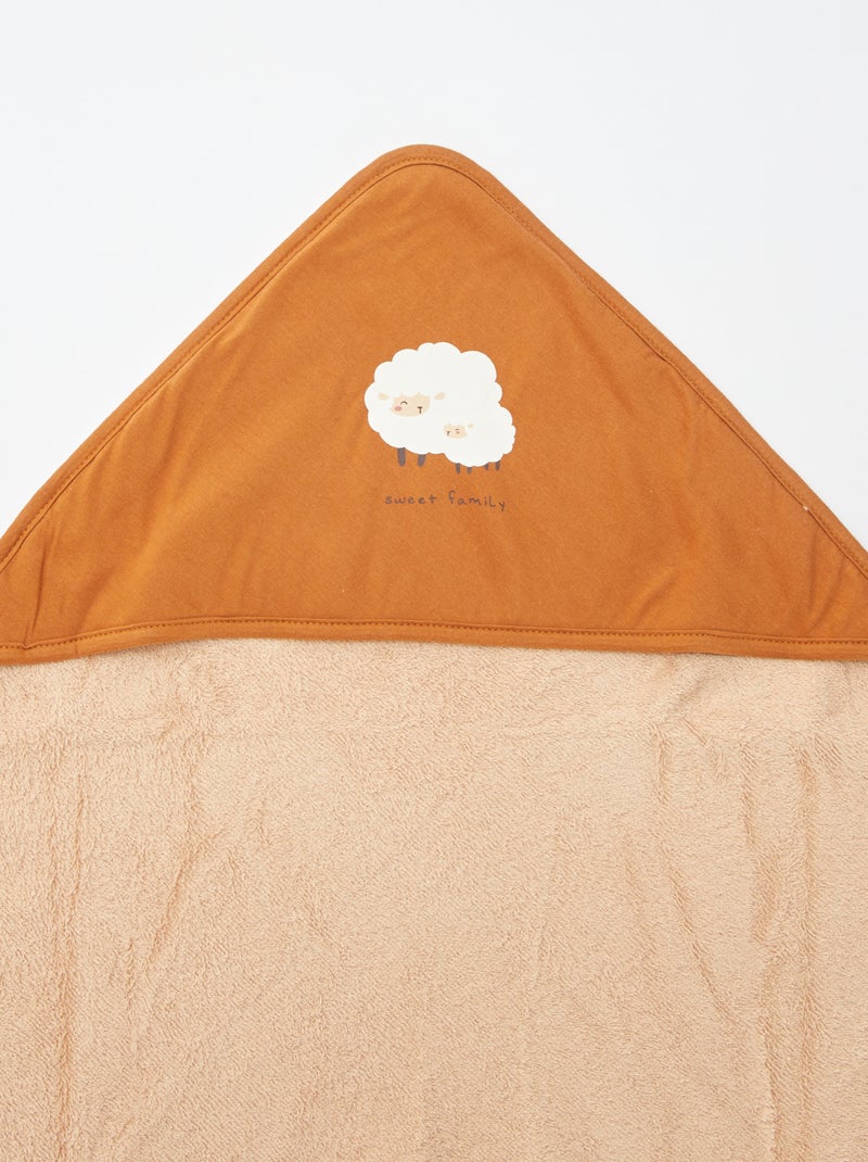 Bedrucktes Frottee-Kapuzenbadetuch - 75 x 75 cm ORANGE - Kiabi