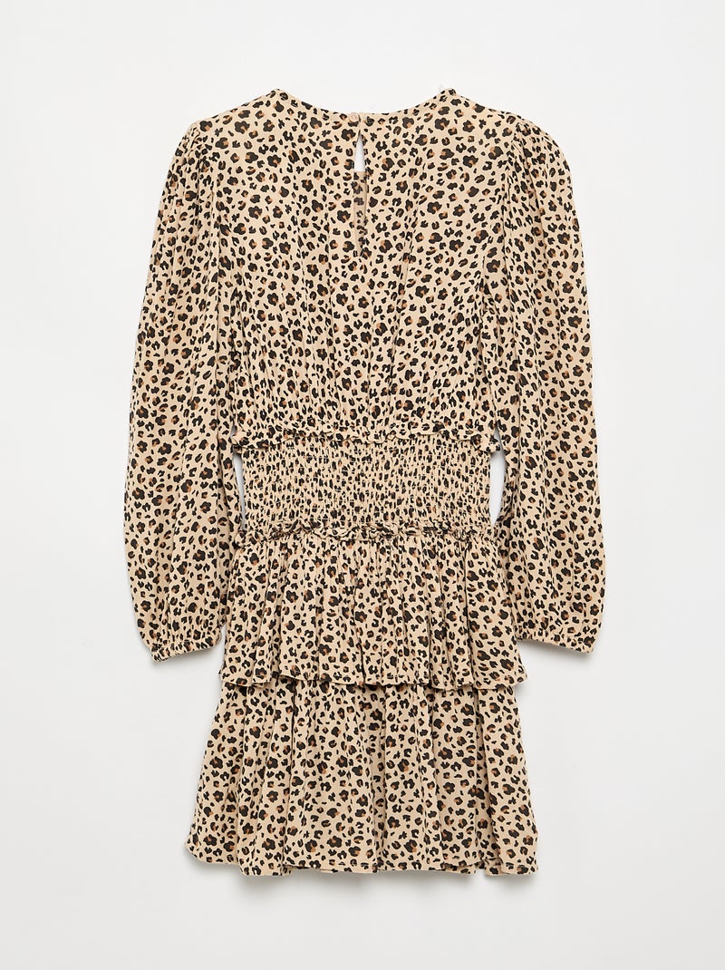 Bedrucktes Kleid mit Rüschen Beige - Kiabi
