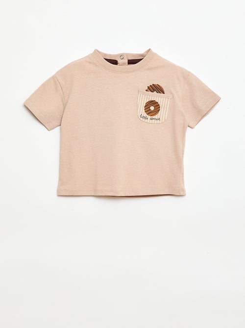 Bedrucktes Kurzarm-Jersey-T-Shirt mit Brusttasche - Kiabi