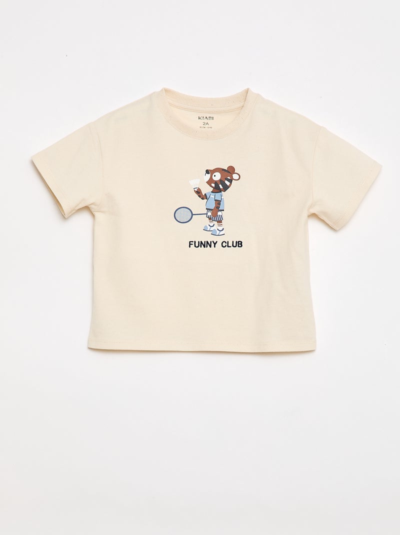 Bedrucktes Kurzarm-Jersey-T-Shirt Weiß - Kiabi