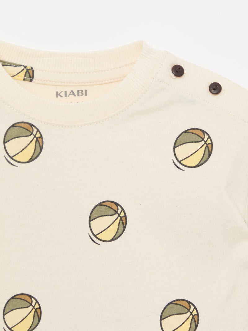 Bedrucktes Kurzarm-Jersey-T-Shirt Weiß - Kiabi