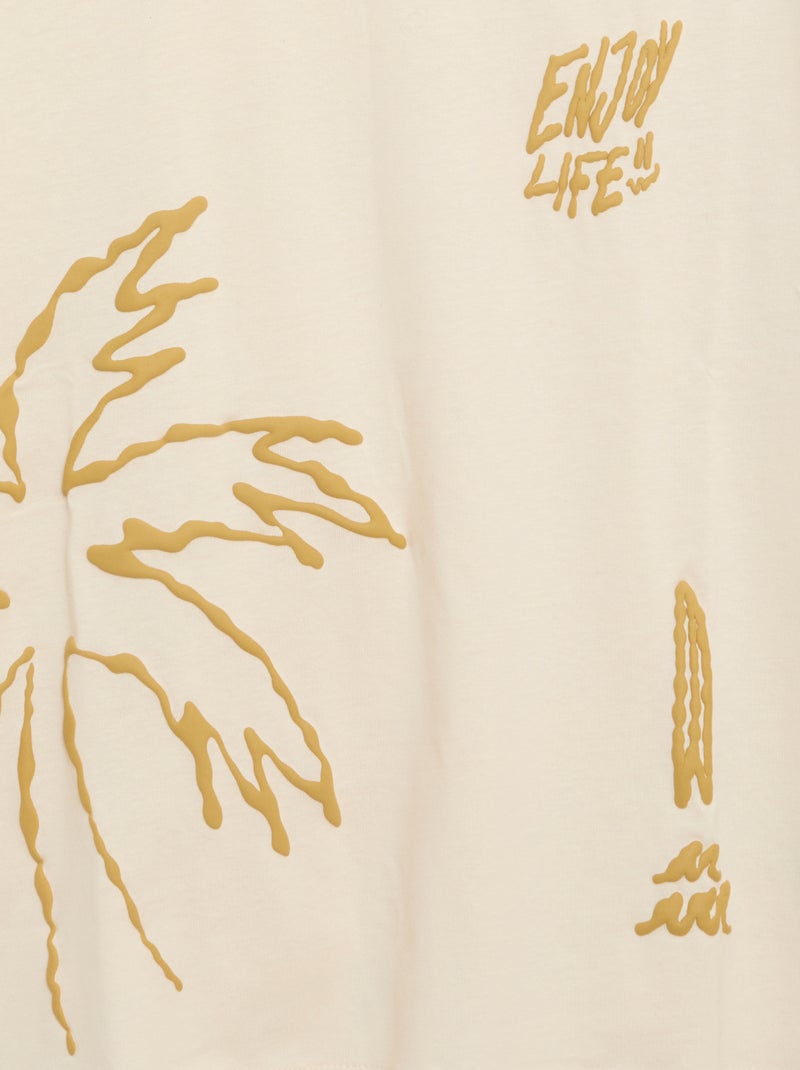 Bedrucktes Kurzarm-T-Shirt Beige - Kiabi