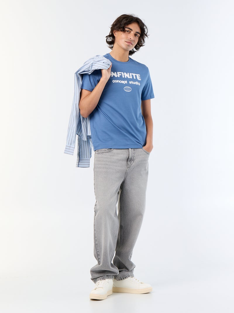 Bedrucktes Kurzarm-T-Shirt Bleu - Kiabi