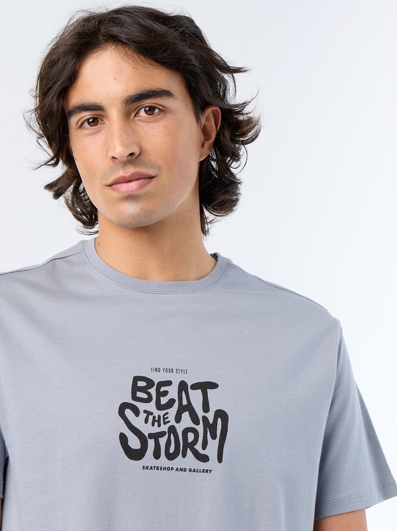Bedrucktes Kurzarm-T-Shirt Gris - Kiabi