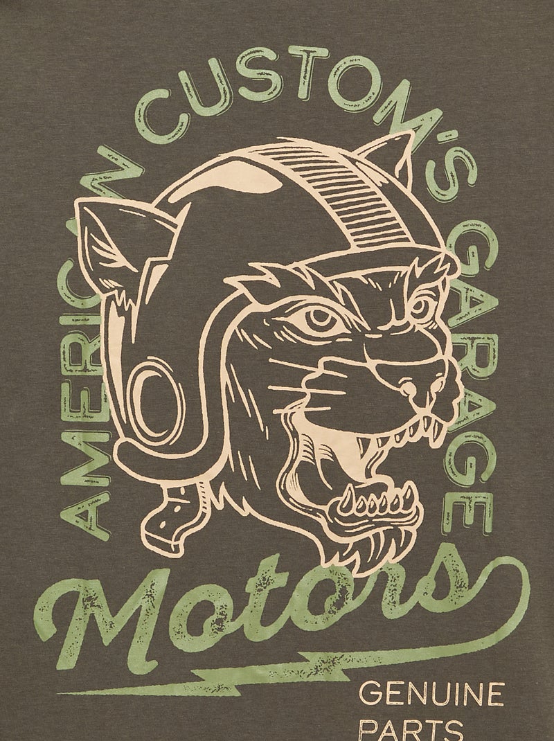 Bedrucktes Kurzarm-T-Shirt – Kollektion leicht anzuziehen Khaki - Kiabi
