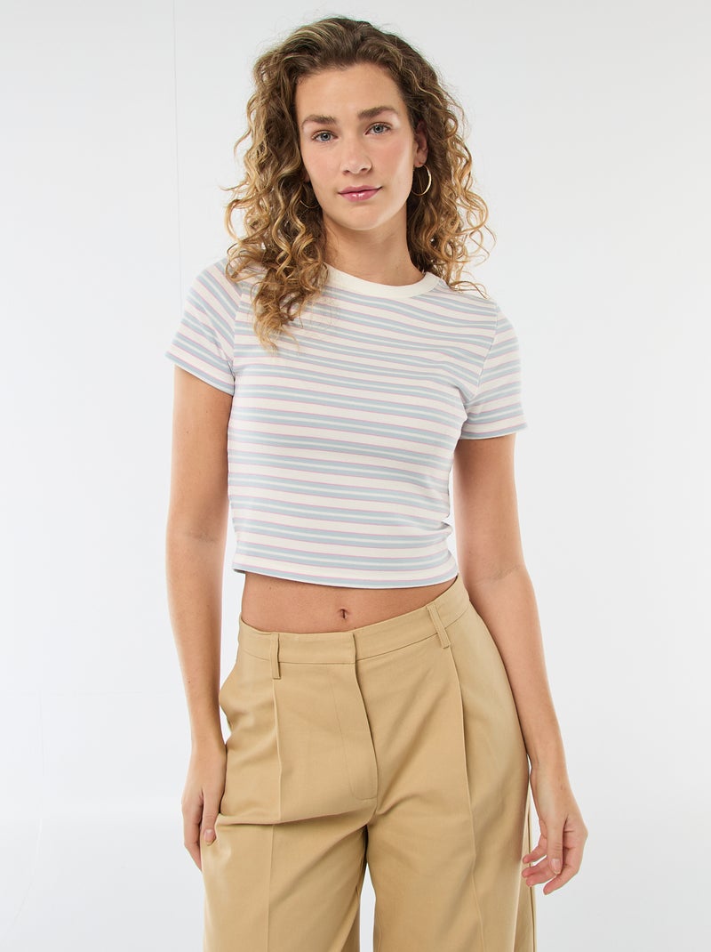Bedrucktes Kurzarm-T-Shirt mit Muster Blau - Kiabi