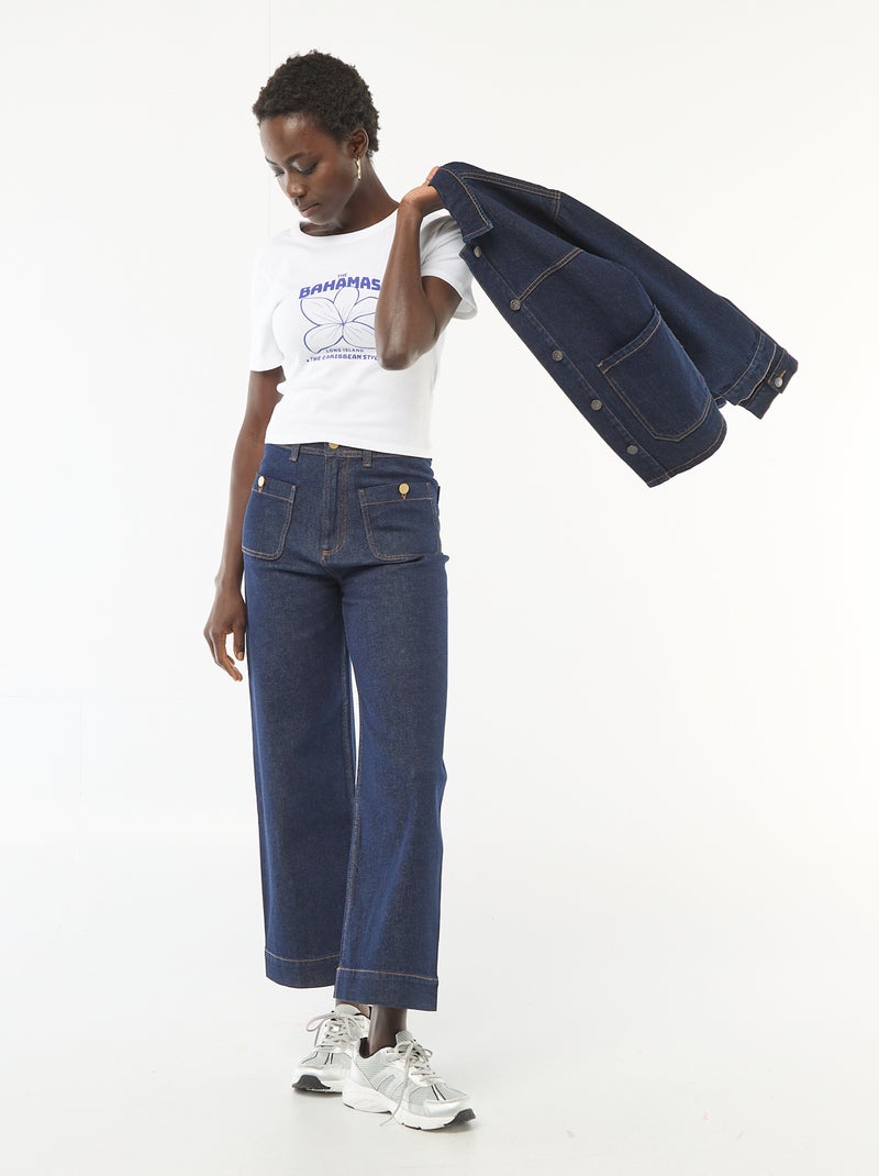 Bedrucktes Kurzarm-T-Shirt mit Muster Weiß - Kiabi