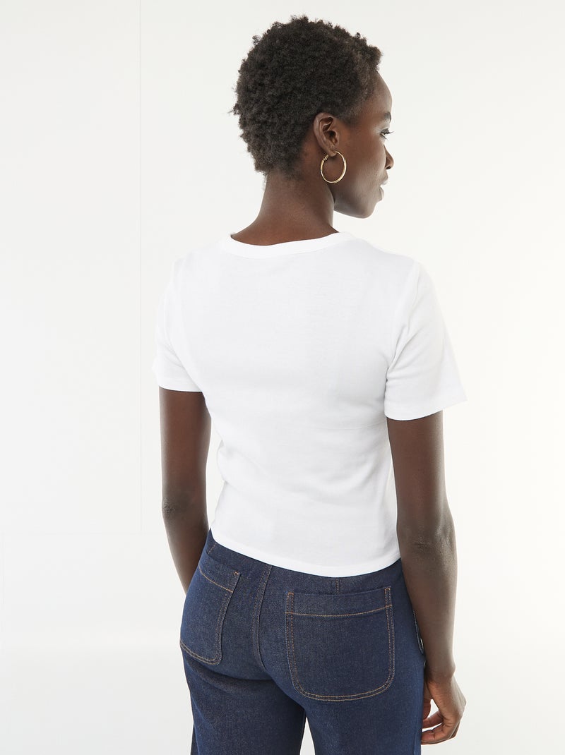 Bedrucktes Kurzarm-T-Shirt mit Muster Weiß - Kiabi
