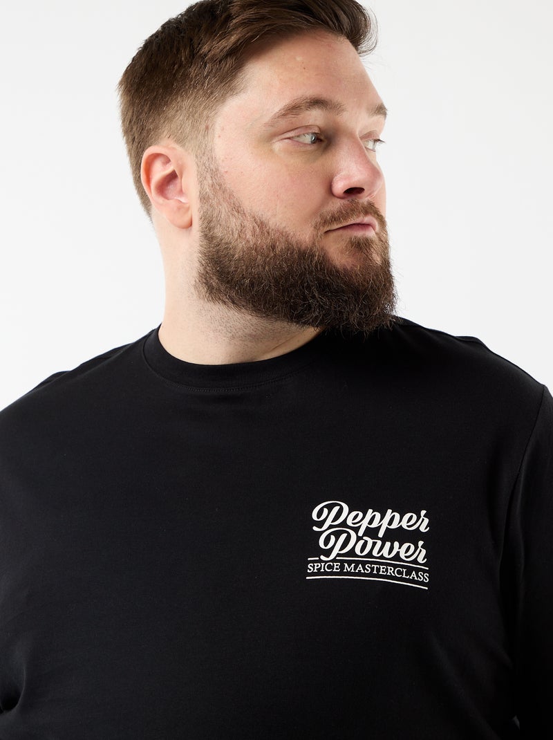 Bedrucktes Kurzarm-T-Shirt Schwarz - Kiabi