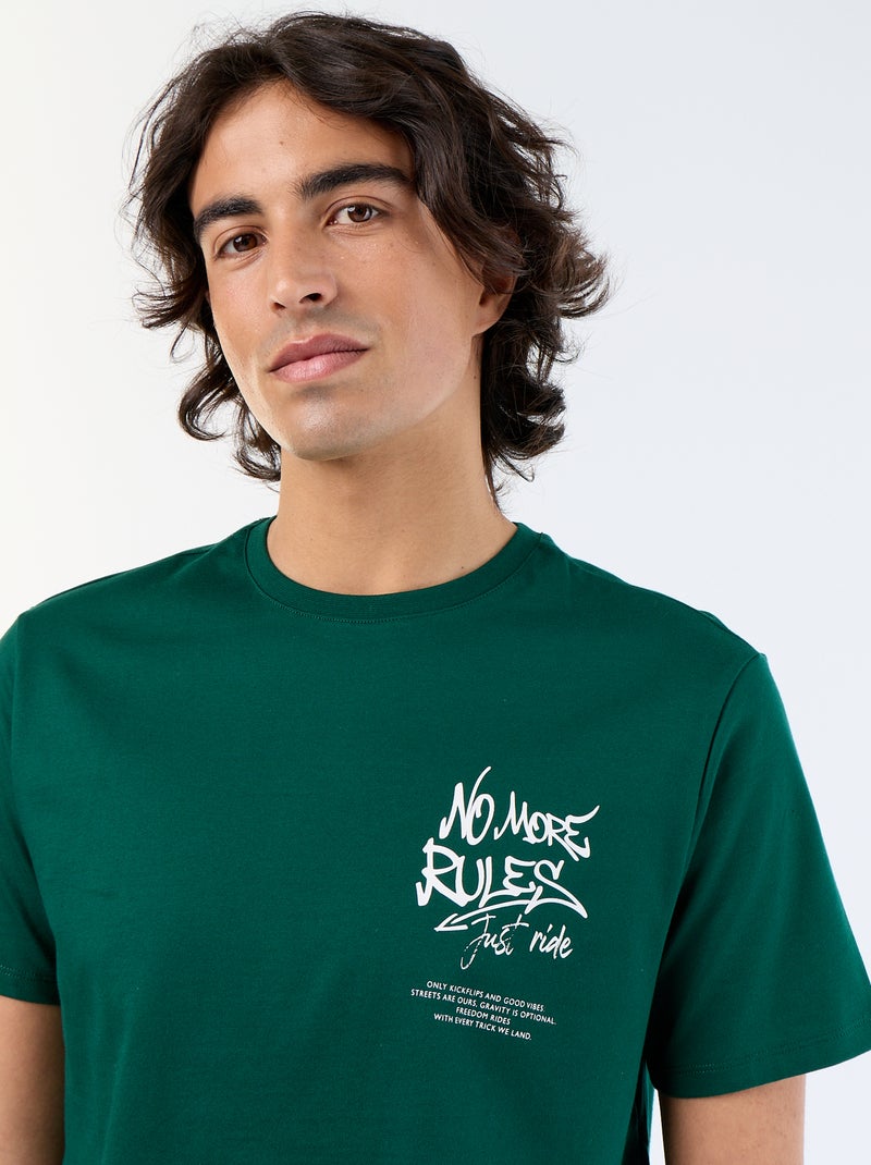 Bedrucktes Kurzarm-T-Shirt Vert - Kiabi