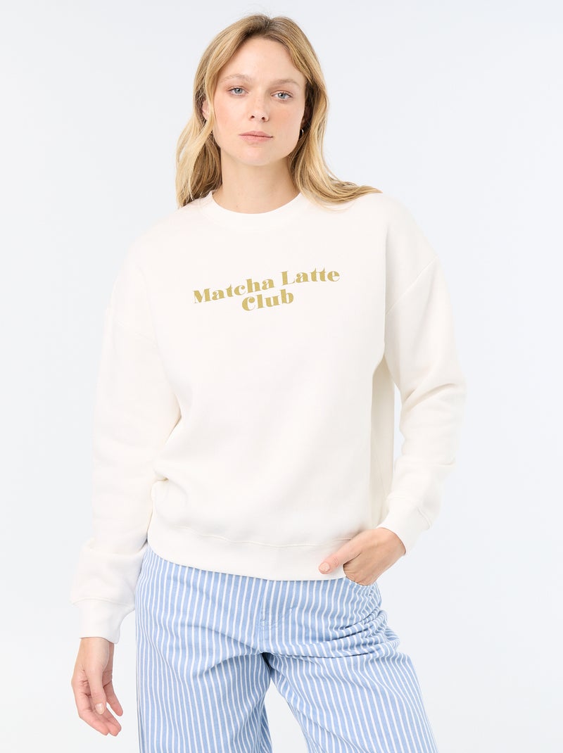 Bedrucktes Langarm-Sweatshirt Blanc - Kiabi