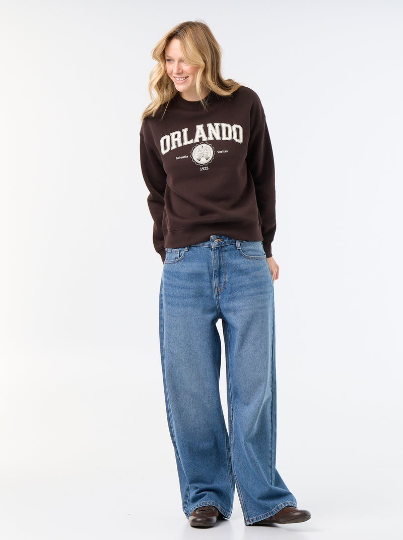Bedrucktes Langarm-Sweatshirt Marron - Kiabi