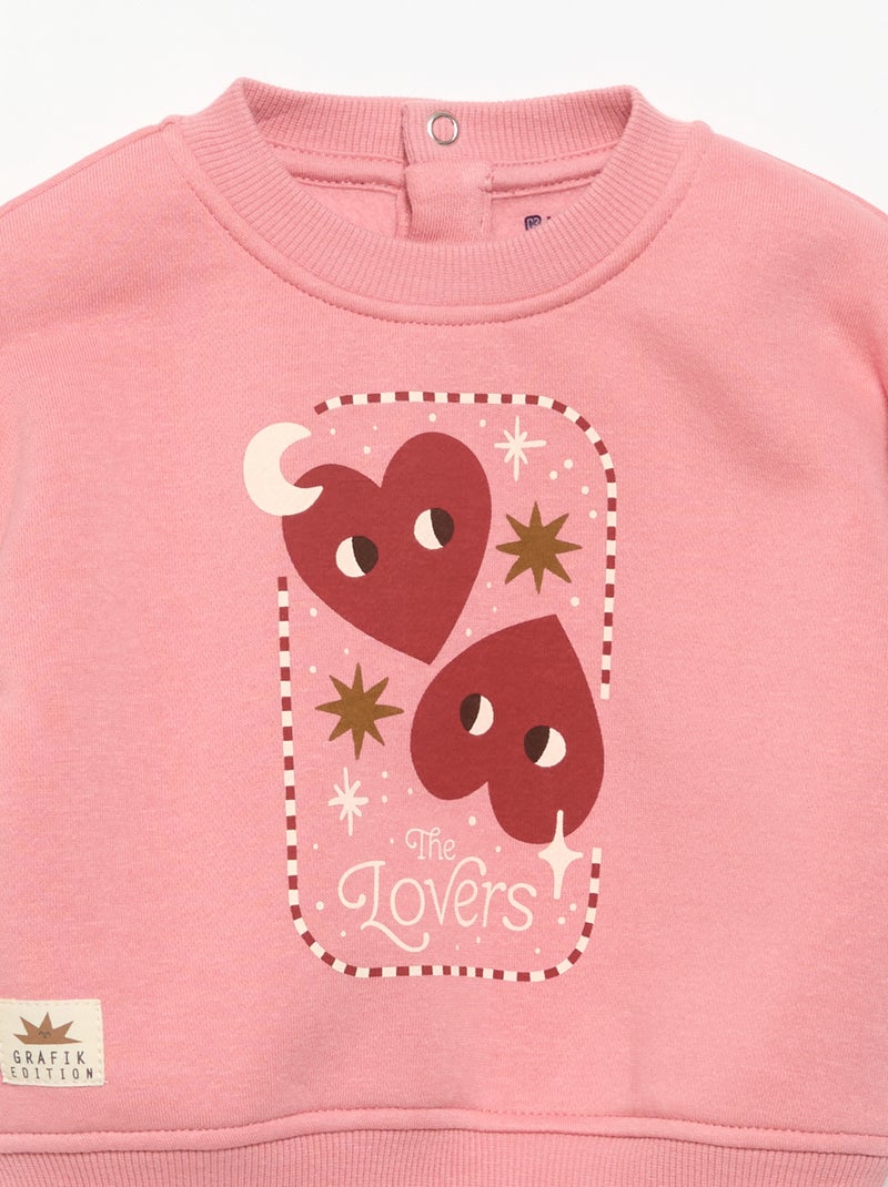 Bedrucktes Langarm-Sweatshirt Rose - Kiabi