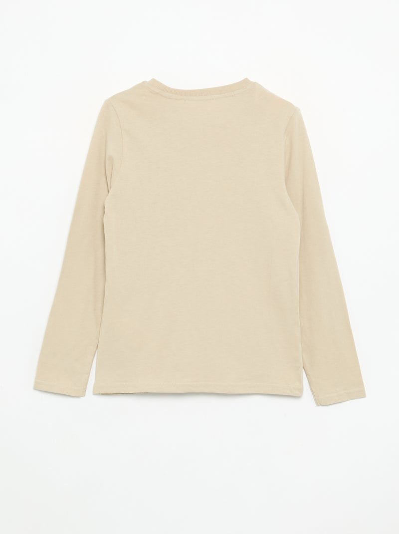 Bedrucktes Langarm-T-Shirt Beige - Kiabi