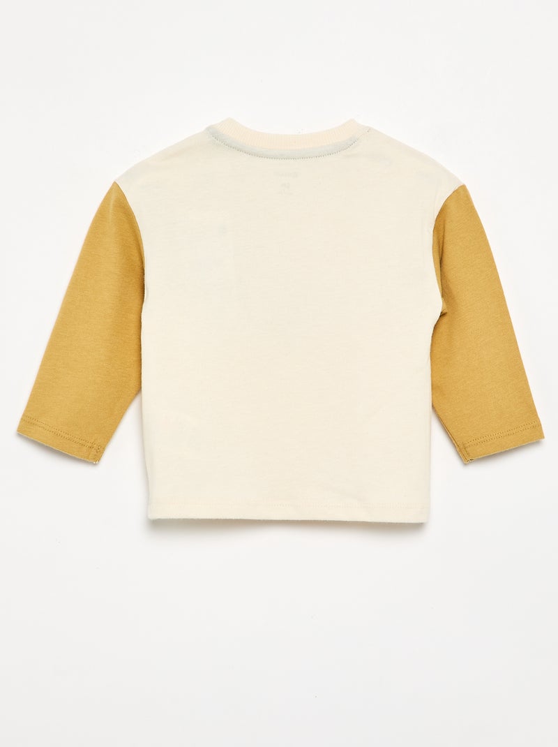 Bedrucktes Langarm-T-Shirt Blanc - Kiabi
