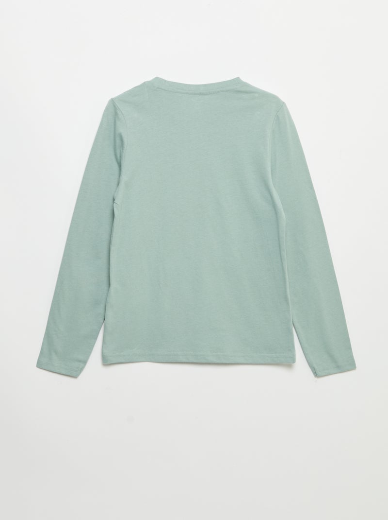 Bedrucktes Langarm-T-Shirt Blau - Kiabi