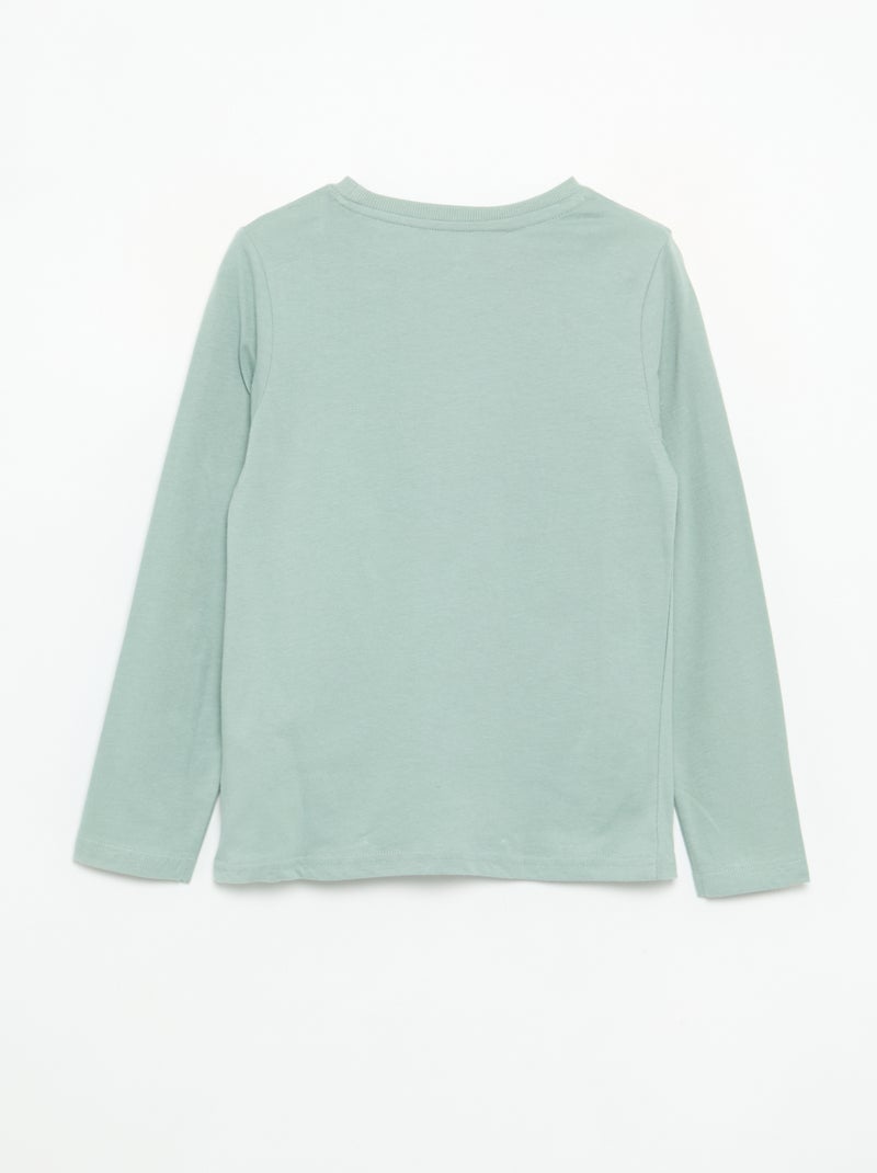 Bedrucktes Langarm-T-Shirt Bleu - Kiabi