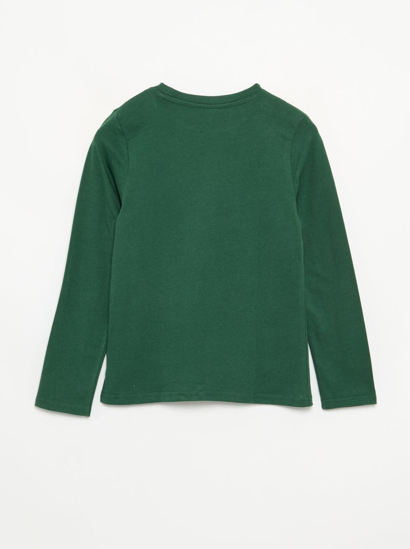 Bedrucktes Langarm-T-Shirt Vert - Kiabi