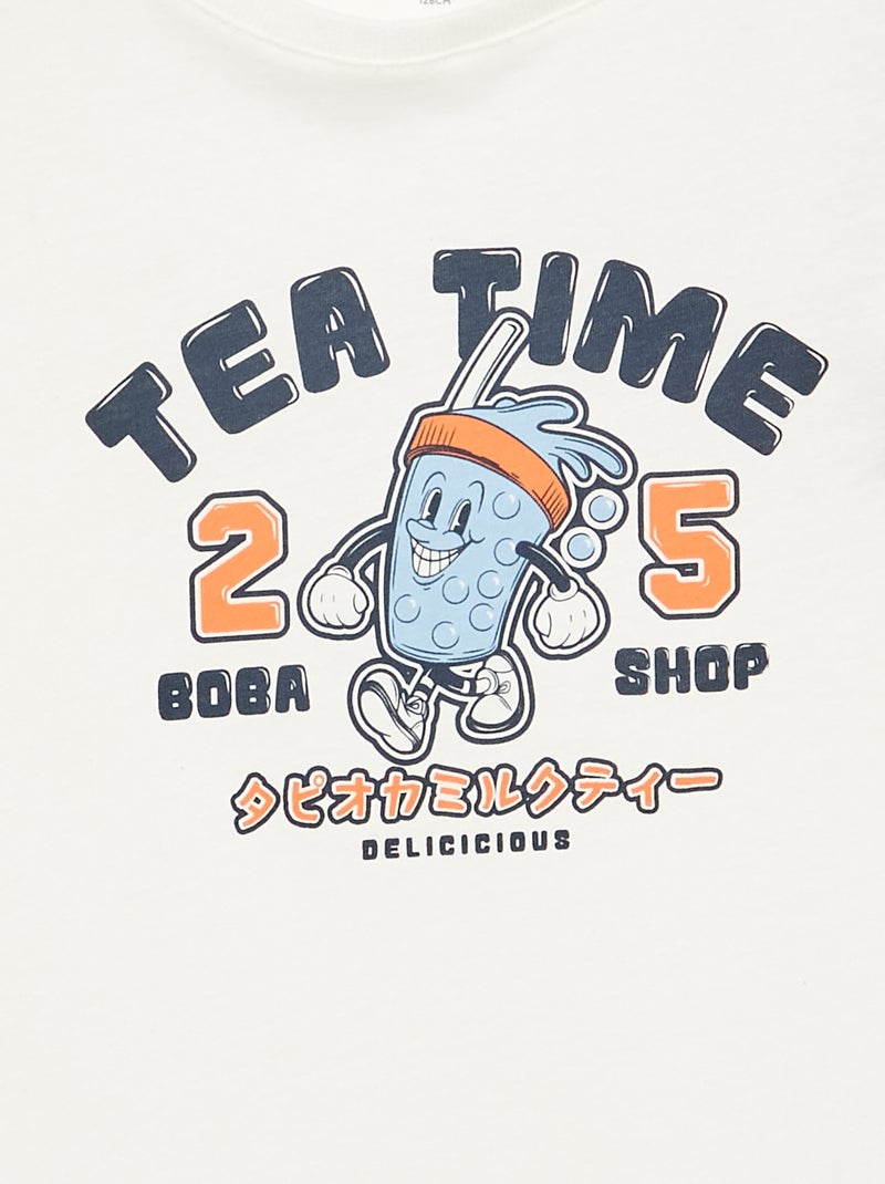Bedrucktes Langarm-T-Shirt Weiß - Kiabi