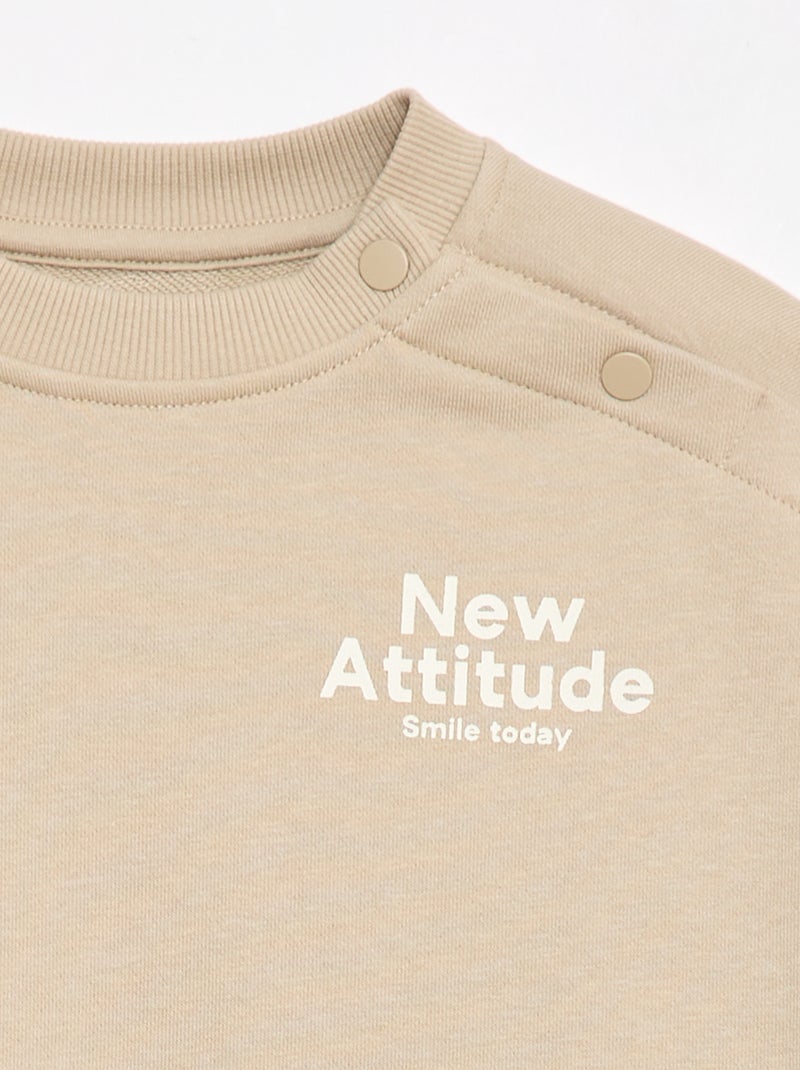 Bedrucktes Sweatshirt - Einfach anzuziehende Kollektion Beige - Kiabi