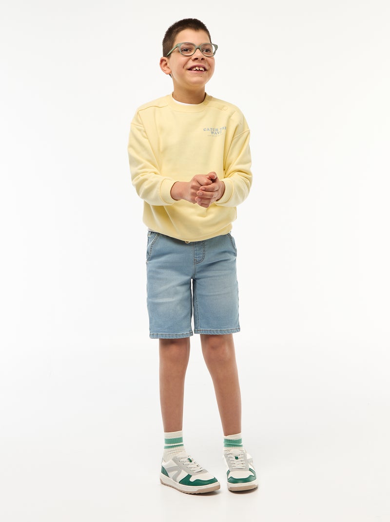 Bedrucktes Sweatshirt - Einfach anzuziehende Kollektion GELB - Kiabi