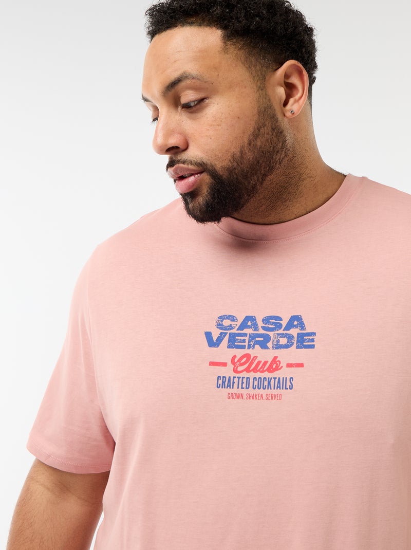 Bedrucktes T-Shirt mit kurzen Ärmeln und Rundhalsausschnitt Rosa - Kiabi