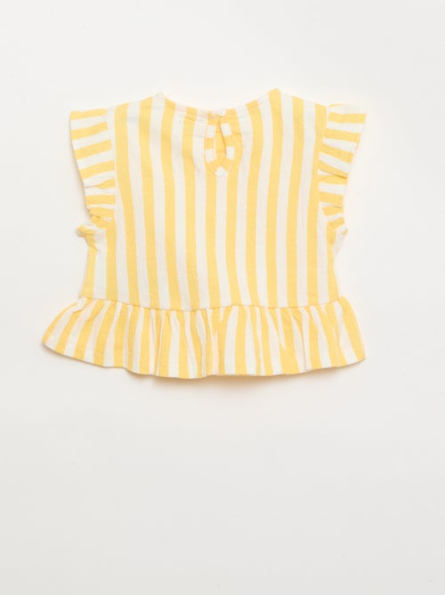 Bedrucktes T-Shirt mit Rüschen - Kiabi