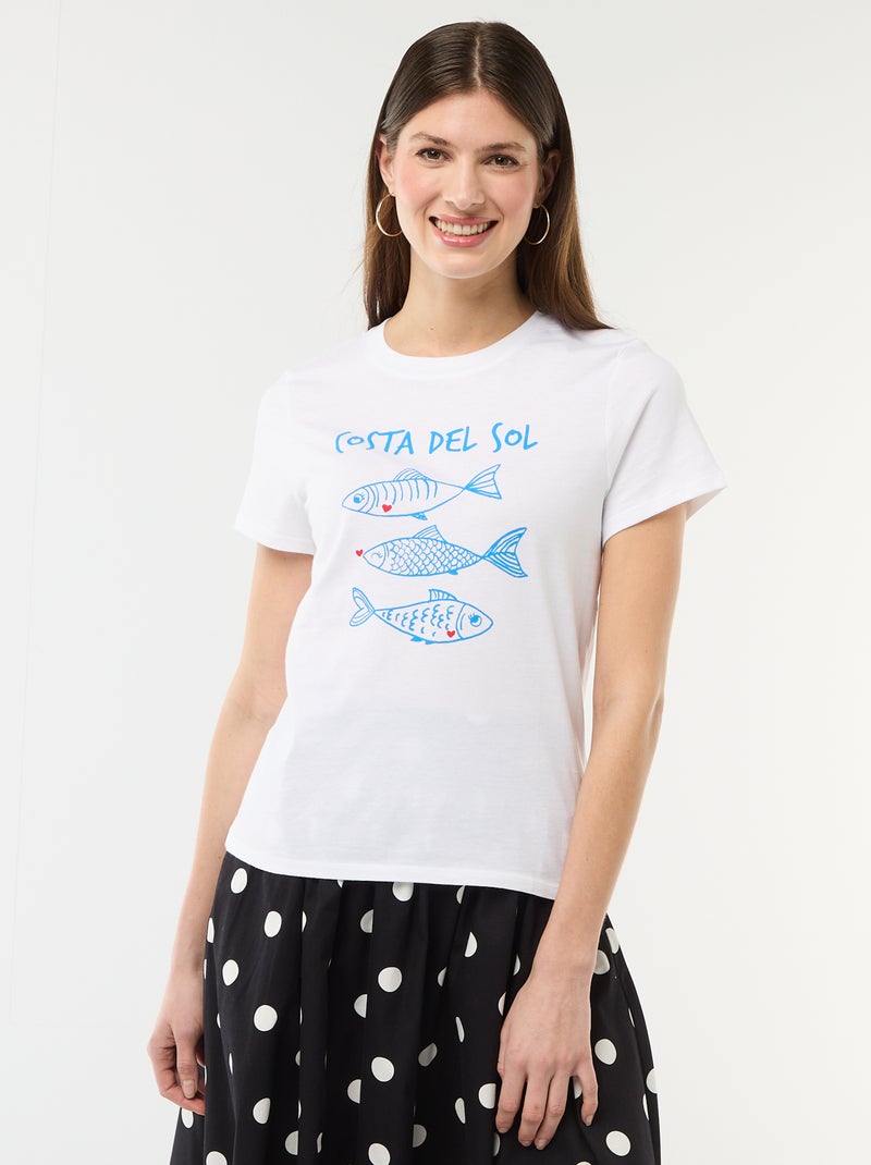 Bedrucktes T-Shirt Weiß - Kiabi