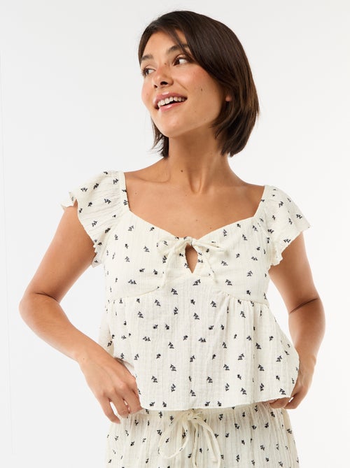 Bedrucktes Top aus Crinkle-Strick - Kiabi