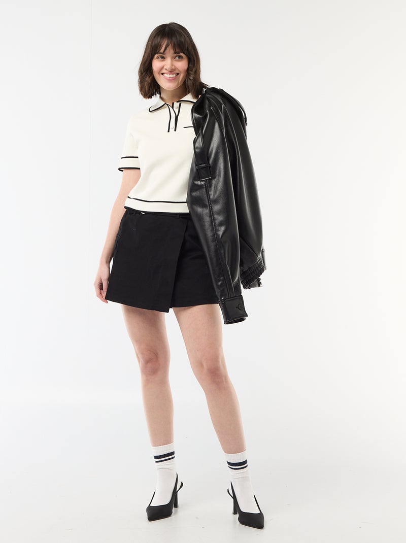 Belted Mini Skort Black - Kiabi