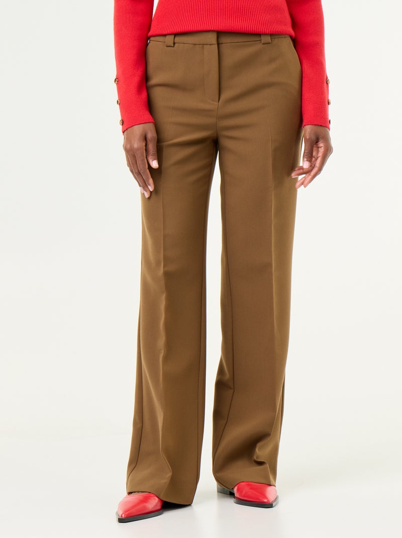Belted straight-leg trousers Brown - Kiabi
