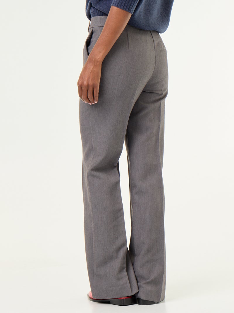 Belted straight-leg trousers Grey - Kiabi