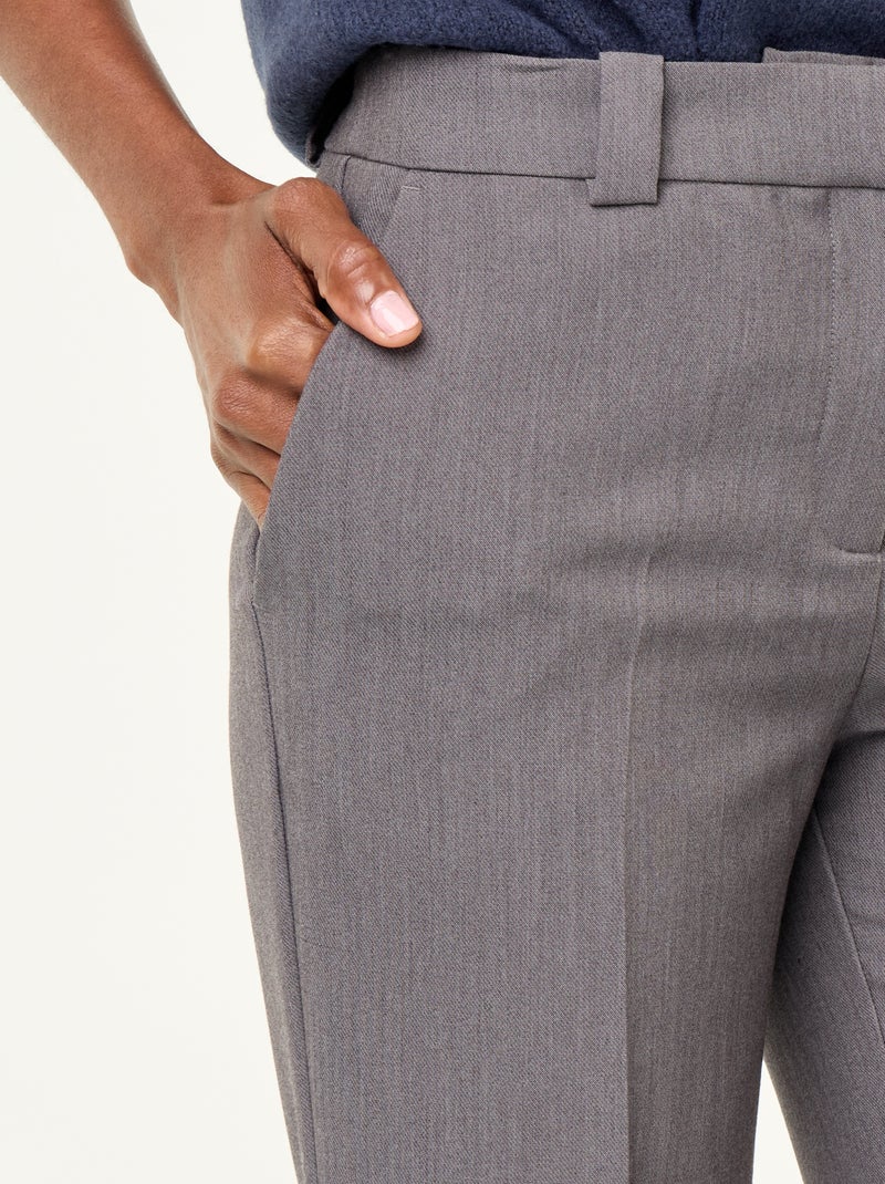 Belted straight-leg trousers Grey - Kiabi