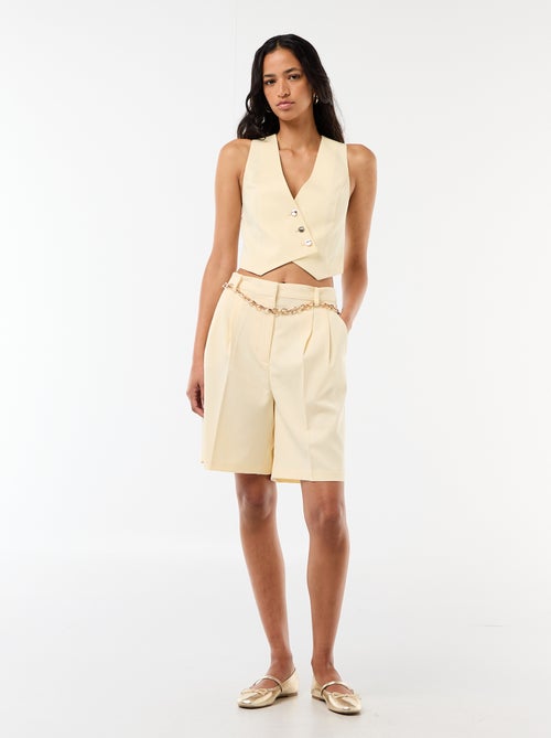 Bermuda à pinces taille haute - Kiabi