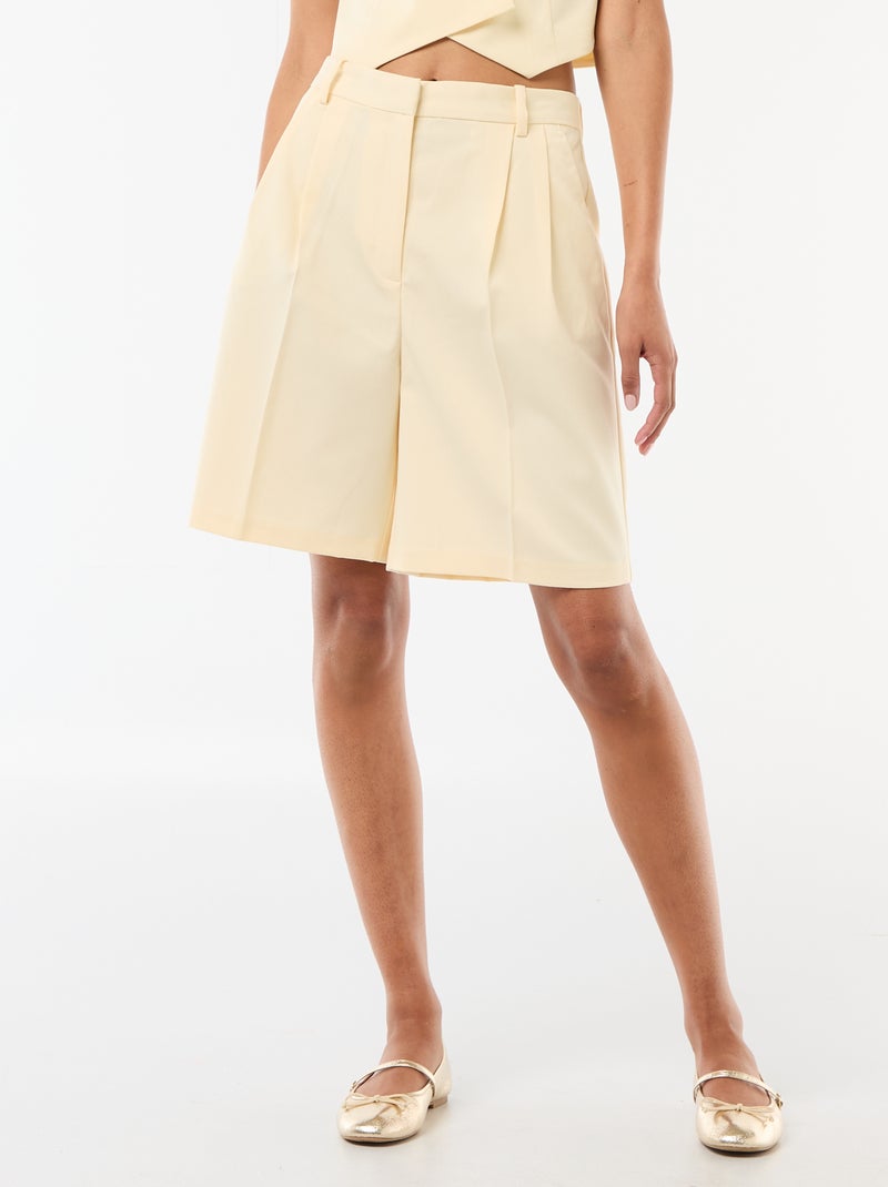 Bermuda à pinces taille haute Jaune - Kiabi