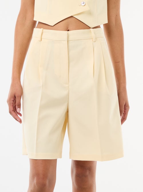 Bermuda à pinces taille haute - Kiabi