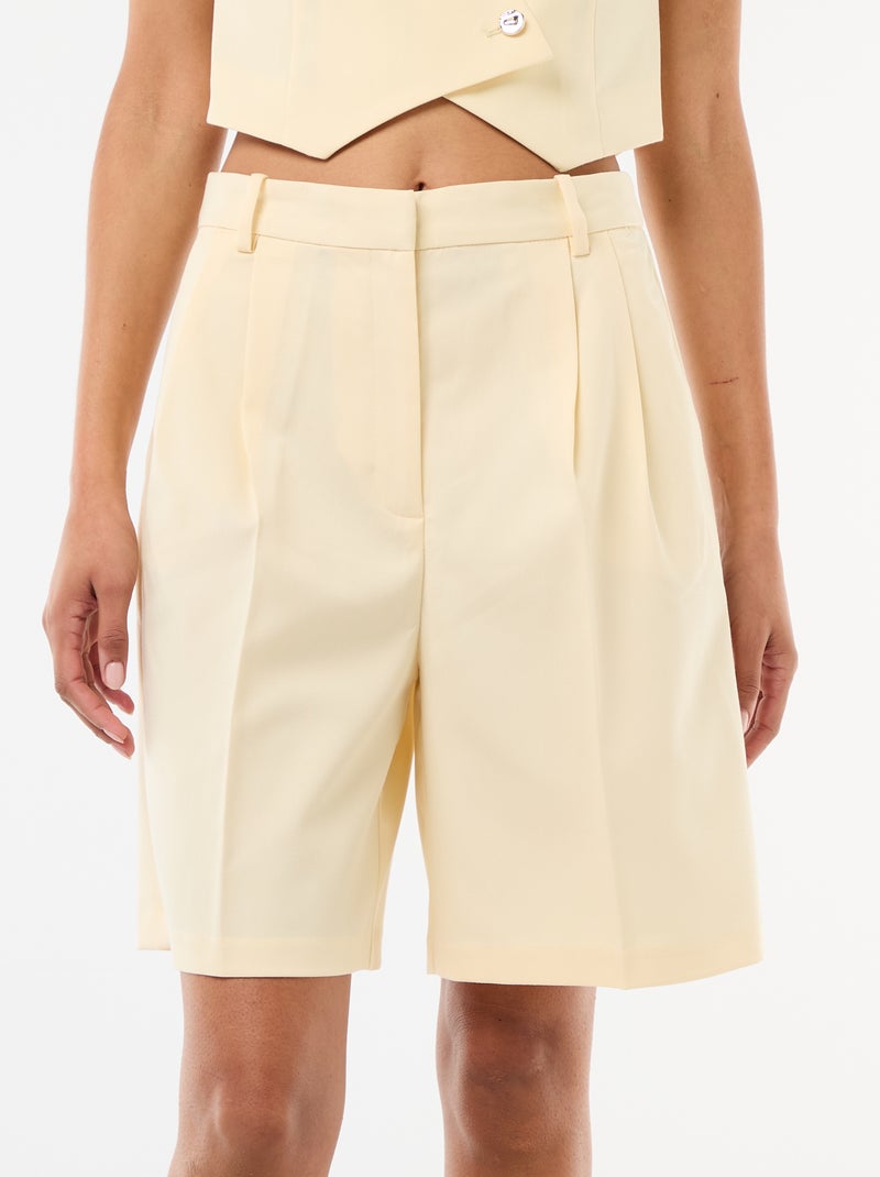 Bermuda à pinces taille haute Jaune - Kiabi