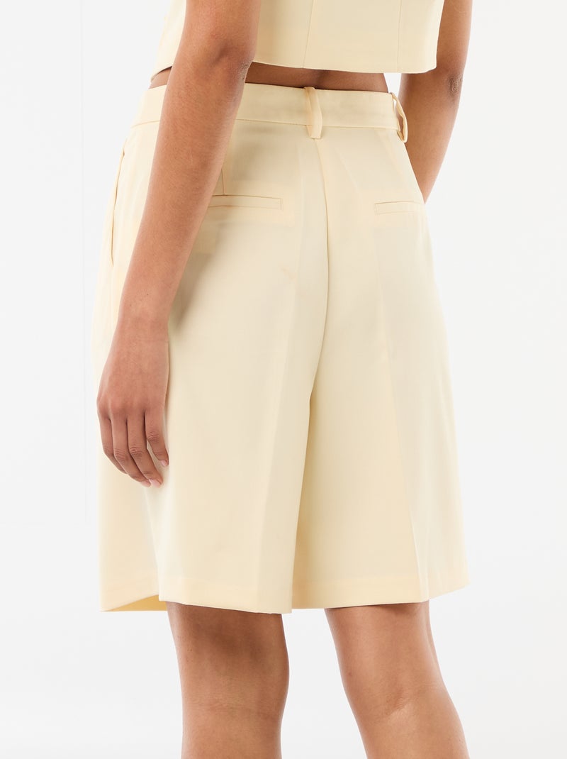 Bermuda à pinces taille haute Jaune - Kiabi