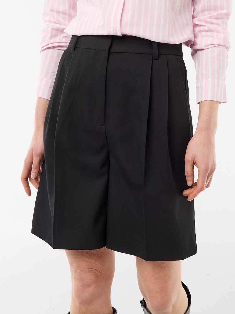 Bermuda à pinces taille haute Noir - Kiabi