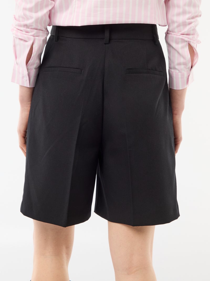 Bermuda à pinces taille haute Noir - Kiabi