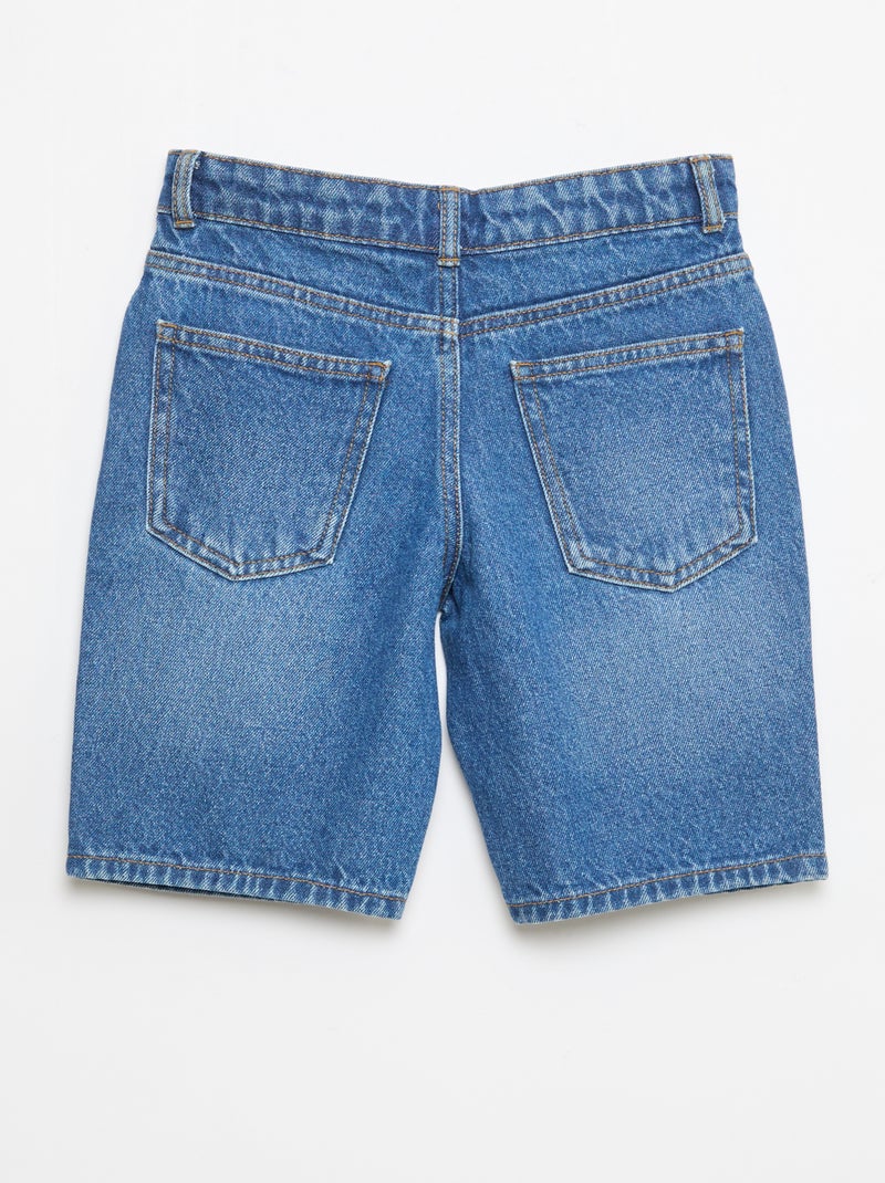 Bermuda aus Stretch-Denim, schmal geschnitten, aus Baumwolle Blau - Kiabi