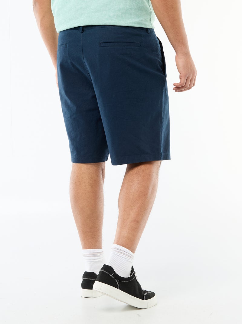 Bermuda chino avec ouverture boutonnée + zippée + liens de serrage Bleu - Kiabi