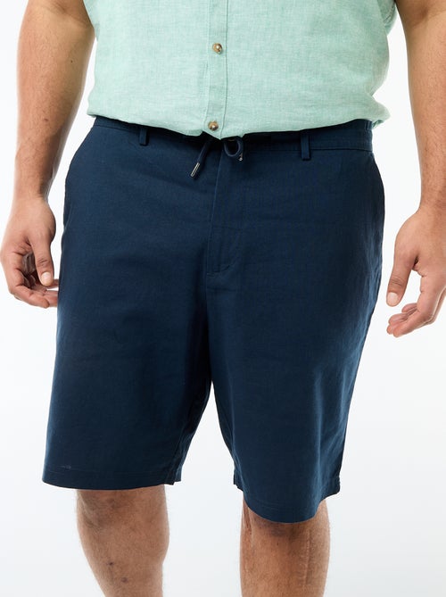 Bermuda chino avec ouverture boutonnée + zippée + liens de serrage - Kiabi
