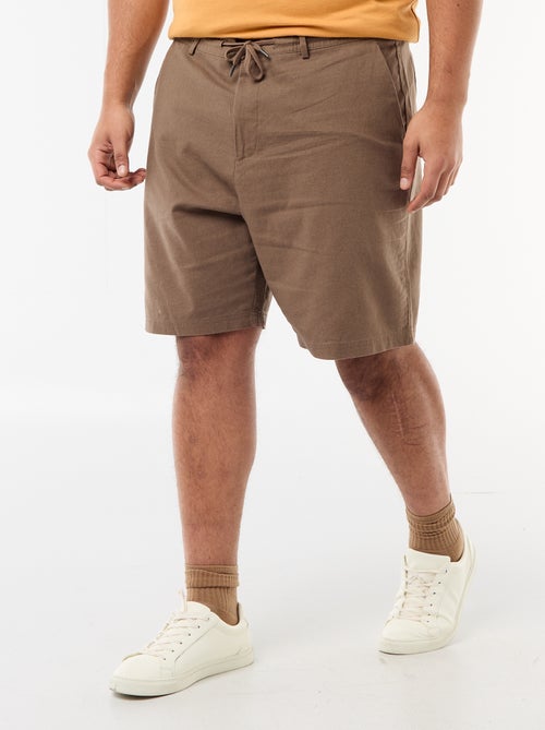 Bermuda chino avec ouverture boutonnée + zippée + liens de serrage - Kiabi